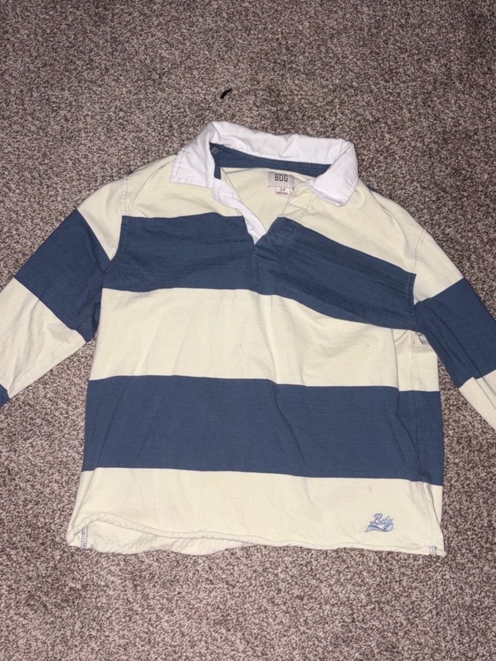 BDG Navy & Cream Striped Long Sleeve Rugby Tee